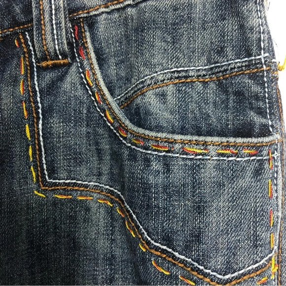 Antik Denim Jeans Medium Blue 9 Button Fly Decorative Pockets - Picture 7 of 12